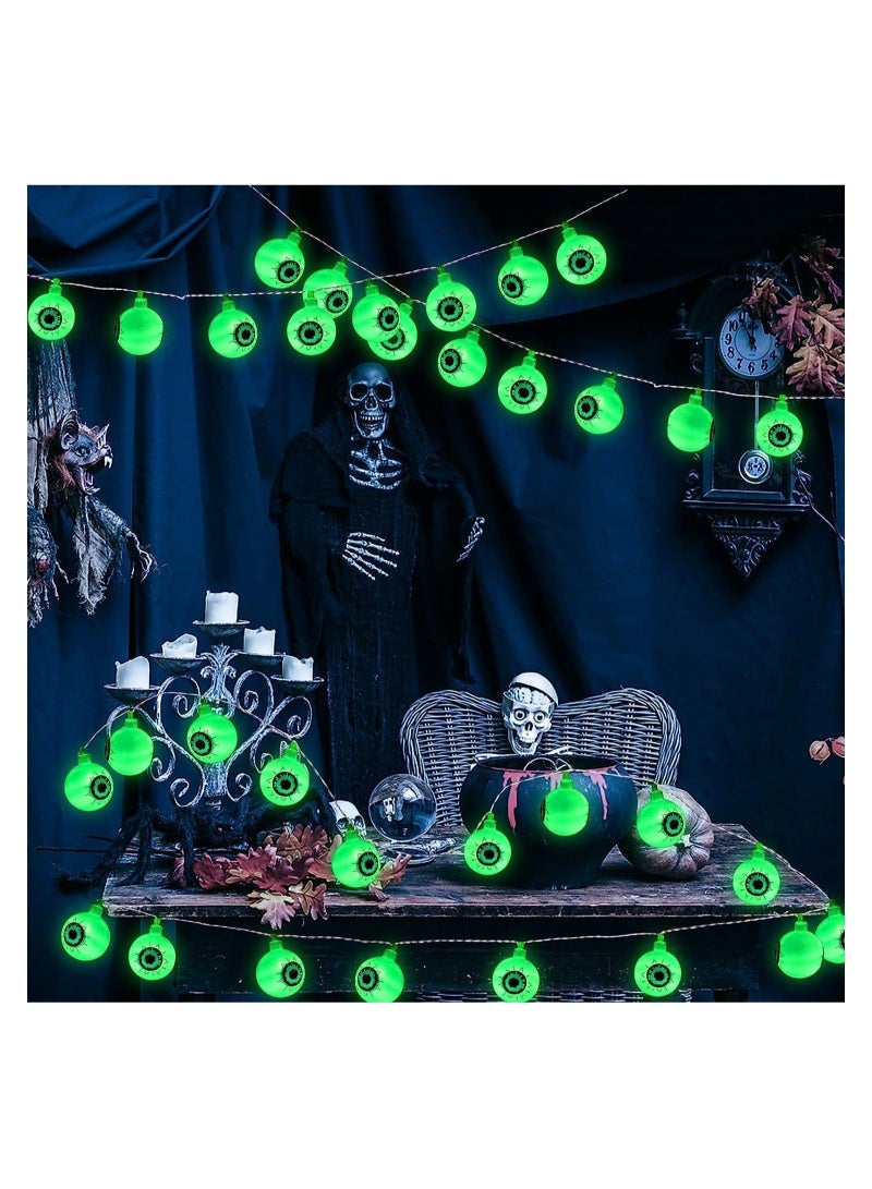 كابتن تيك 16.4FT 30 LED Decorations Eyeball String Lights Decor Clearance for Home Battery Operated 8 Modes Twinkle Green Lights for Indoor Outdoor Party Supplies Garden Yard Decoration - Image 3