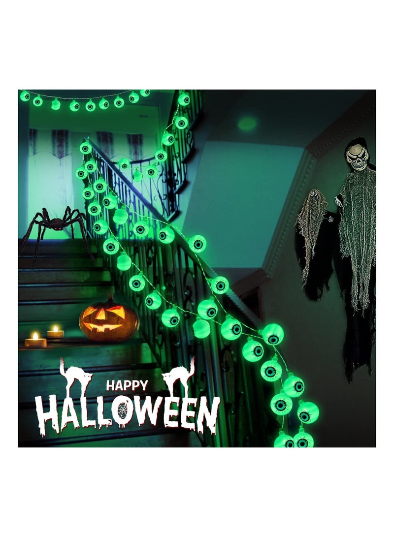 كابتن تيك 16.4FT 30 LED Decorations Eyeball String Lights Decor Clearance for Home Battery Operated 8 Modes Twinkle Green Lights for Indoor Outdoor Party Supplies Garden Yard Decoration - Image 4