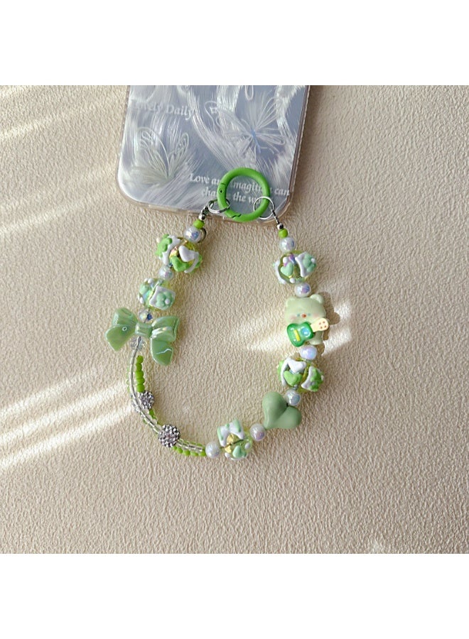 NIBEMINENT Phone Charm/ Chain Strap for Women Girls, Bows And Arrows Cartoon Cell Phone Case Lanyard Wrist Strap，Green
