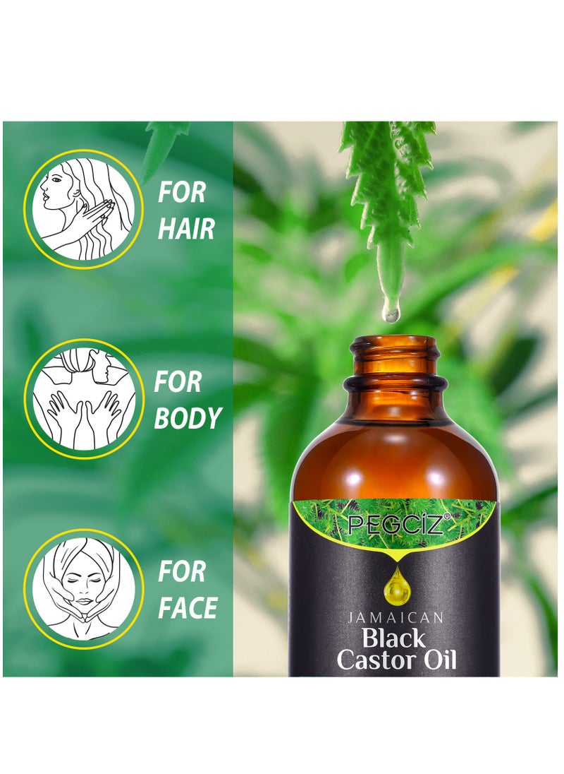 Pegciz - 120ml Jamaican Black Castor Oil for Hair 100% Pure Cold Pressed Stimulate Growth for Hair Eyelashes Eyebrows Nails Skin Moisturizer Hair Oil and Body Oil Moisturizing Massage Oil - Image 1