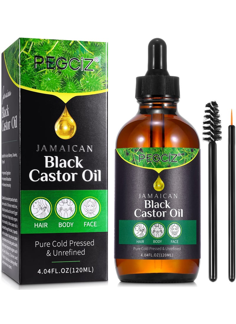 Pegciz - 120ml Jamaican Black Castor Oil for Hair 100% Pure Cold Pressed Stimulate Growth for Hair Eyelashes Eyebrows Nails Skin Moisturizer Hair Oil and Body Oil Moisturizing Massage Oil - Image 1