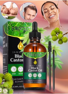 120ml Jamaican Black Castor Oil for Hair 100% Pure Cold Pressed Stimulate Growth for Hair Eyelashes Eyebrows Nails Skin Moisturizer Hair Oil and Body Oil Moisturizing Massage Oil