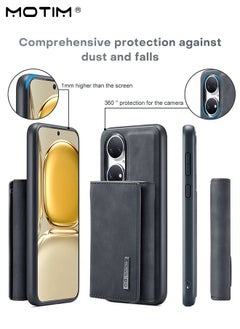 Motim حافظة محفظة متوافقة مع هاتف Huawei P50 Pro، حافظة هاتف جلدية فاخرة بغطاء خلفي مغناطيسي قابل للفصل مع محفظة ثلاثية الطي وجيب لحامل البطاقات لهاتف Huawei P50 Pro  - Image 4