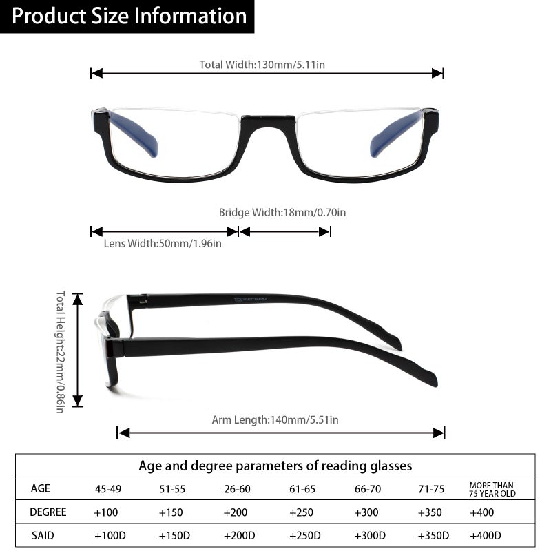 Kerecsen Half Frame Reading Glasses For Men & Women  Lightweight Comfort-Fit Design With Spring Hinges (5Black  2.75) - Image 2
