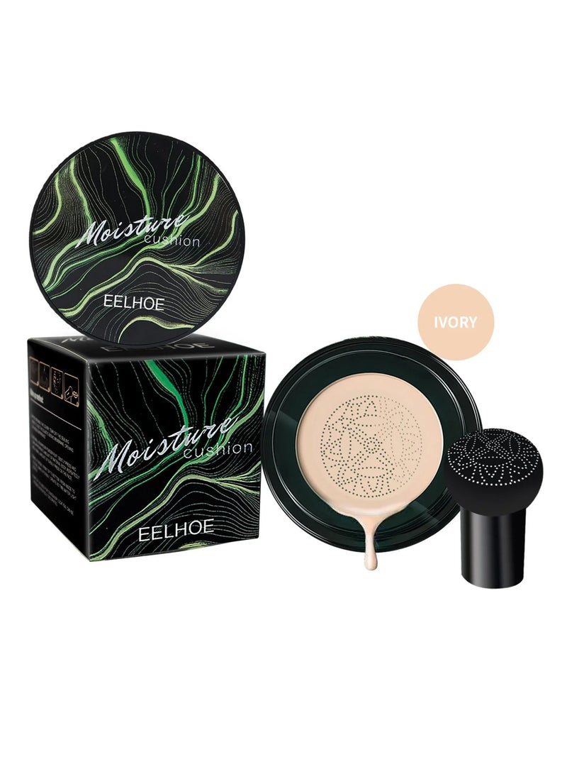 EELHOE Air Cushion CC Cream, Waterproof Mushroom Head Foundation Moisturizing BB Cream, Full Coverage Concealer Makeup Cosmetic Tool, Makeup Long Lasting Matte Concealer For Women Girls, (Ivory Color) - Image 1