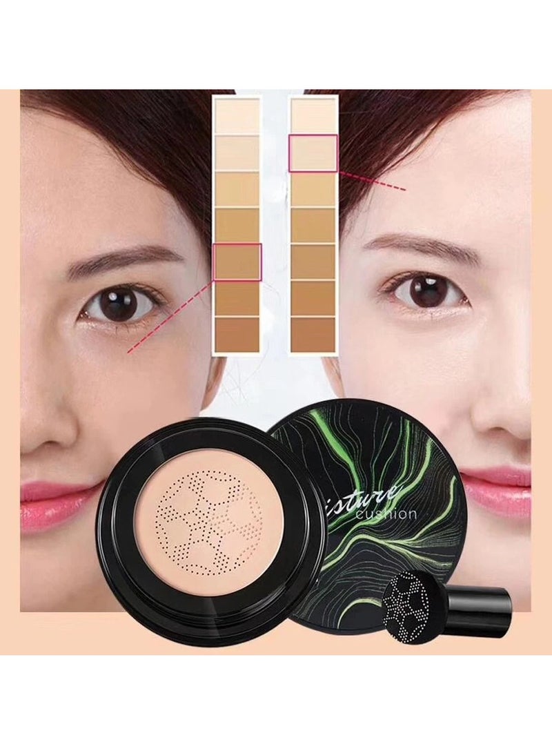 EELHOE Air Cushion CC Cream, Waterproof Mushroom Head Foundation Moisturizing BB Cream, Full Coverage Concealer Makeup Cosmetic Tool, Makeup Long Lasting Matte Concealer For Women Girls, (Ivory Color) - Image 2