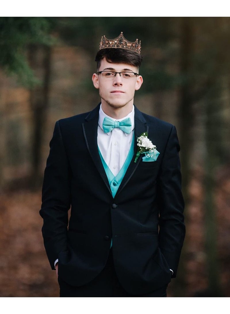 KASTWAVE King Crowns for Men Baroque Vintage Rhinestone Crystal Crown Men's Full Kings Crown for Theater Prom Party Role Play - Image 3