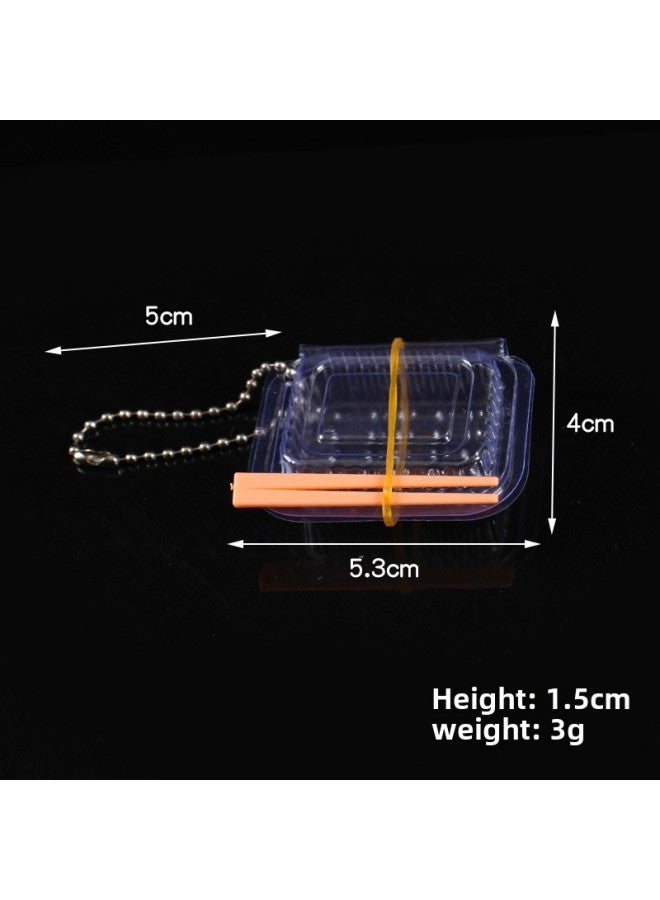 Simulation Transparent Snack Box Model Mini Fruit Box Packing Box Diy Ornaments Doll House Kitchen Toy Accessories-Color:Quick Lunch Box + Orange Chopsticks (silver Bead Chain)  - Image 1