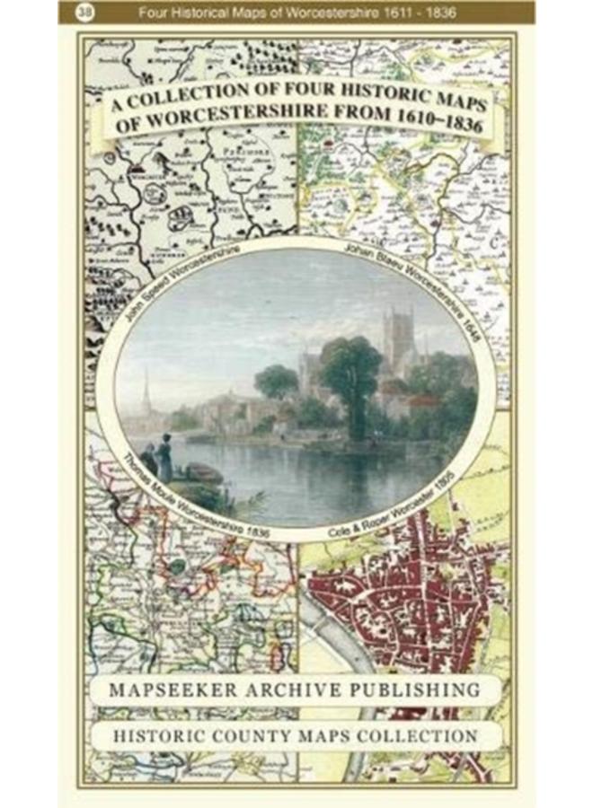 Worcestershire 1610 - 1836 - Fold Up Map that features a collection of Four Historic Maps, John Speed's County Map 1610, Johan Blaeu's County Map of 1648, Thomas Moules County Map of 1836 and Cole and 