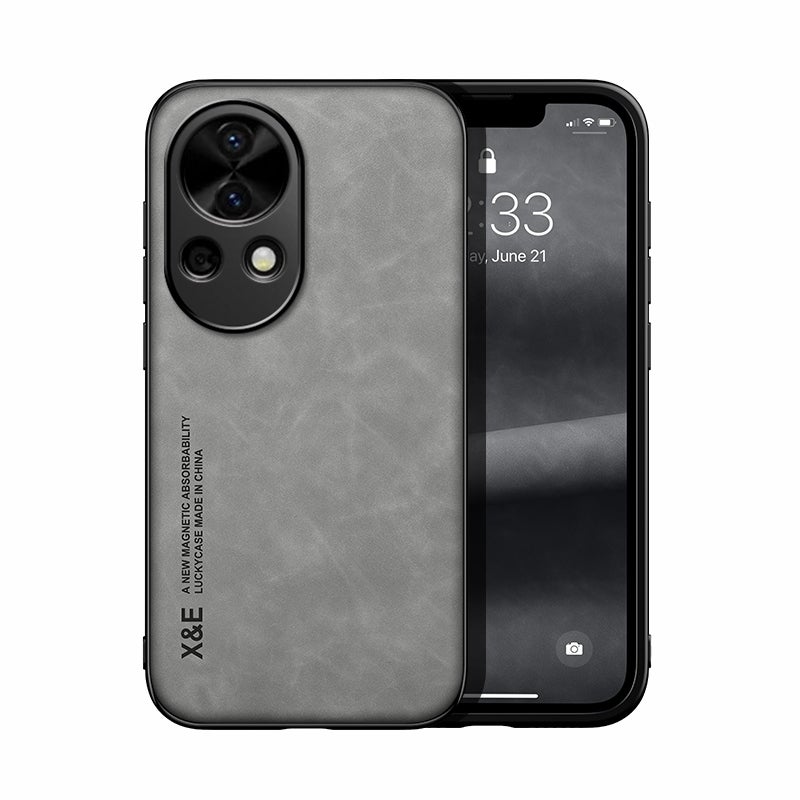 HuHa Protective Cover For Huawei nova 12 Pro Skin Feel Magnetic Leather Back Phone Case(Light Grey) - Image 1