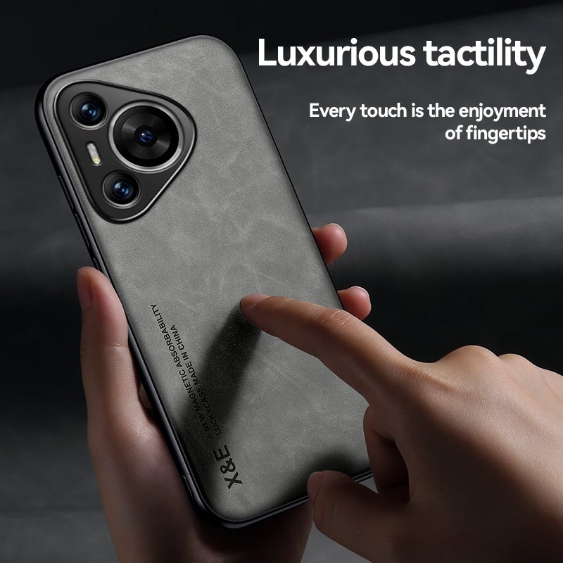 HuHa Protective Cover For Huawei nova 12 Pro Skin Feel Magnetic Leather Back Phone Case(Light Grey) - Image 4