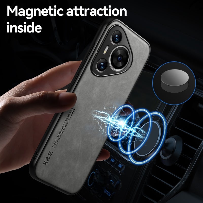 HuHa Protective Cover For Huawei nova 12 Pro Skin Feel Magnetic Leather Back Phone Case(Light Grey) - Image 5