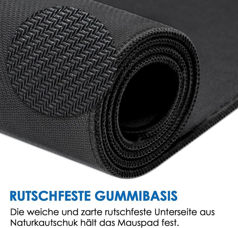 KTRIO 800x400x3mm Large Gaming Mouse Mat with Stitched Edges, XL Mouse Pad with Non-Slip Base, Extended Large Size Keyboard Desk Pad with Water Resist Surface, Black | Large Gaming Mouse Pad with Stitched Edges, Non-Slip Base, Keyboard Desk Pad with Water Resist Surface - Image 4