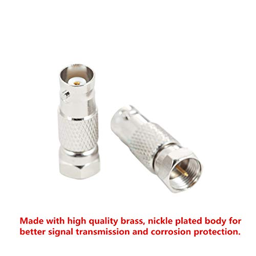 RFAdapter BNC to F Type Adapter, 2-Pack F Male to BNC Female Adapter Coax Connector for Radio Antenna and Video Applications - Image 3