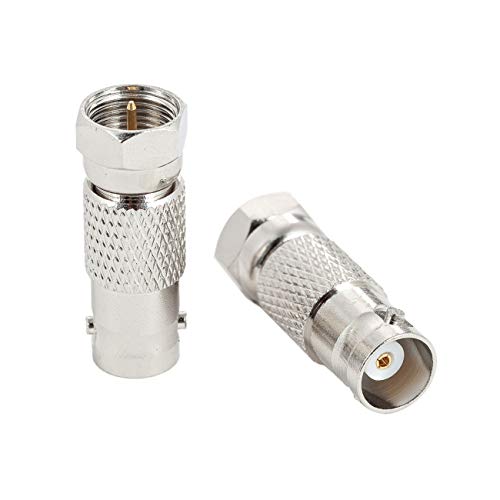 RFAdapter BNC to F Type Adapter, 2-Pack F Male to BNC Female Adapter Coax Connector for Radio Antenna and Video Applications - Image 1