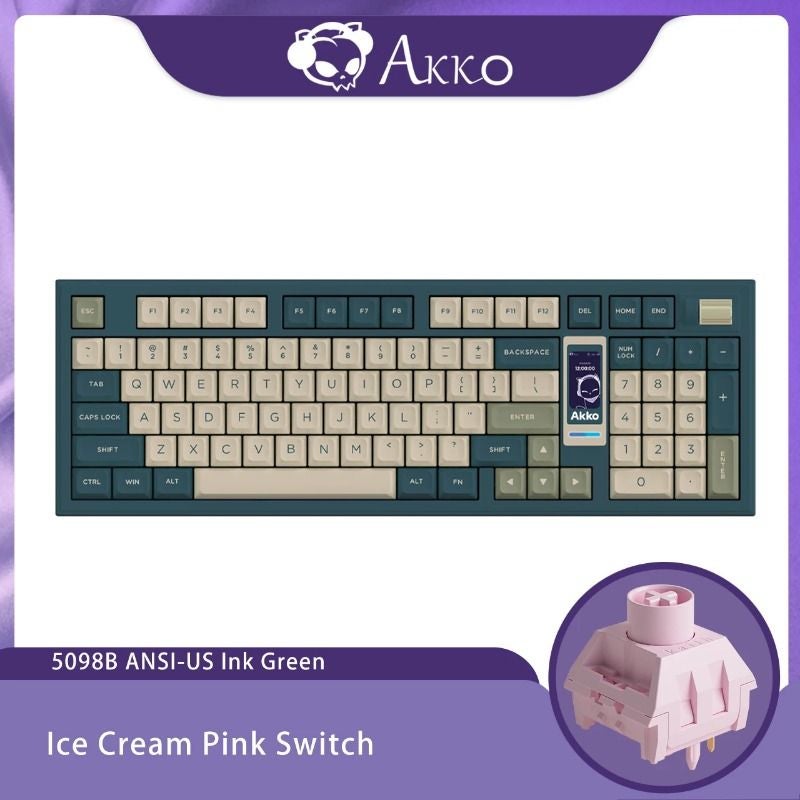Akko 5098b Mechanical Gaming Keyboard, 96 Keys, TFT LCD Screen, RGB Backlit, 8000mAh Fast Charge, BT5.0/2.4G/Type-C - Image 1
