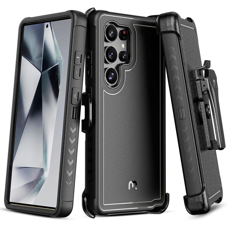 M MYBAT PRO Maverick Series for Samsung Galaxy S25 Ultra Case with Belt Clip Holster, 6.9 inch, Heavy Duty Military Grade Drop Protective Case w 360Â° Rotating Stand (No Screen Protector) Black - Image 1