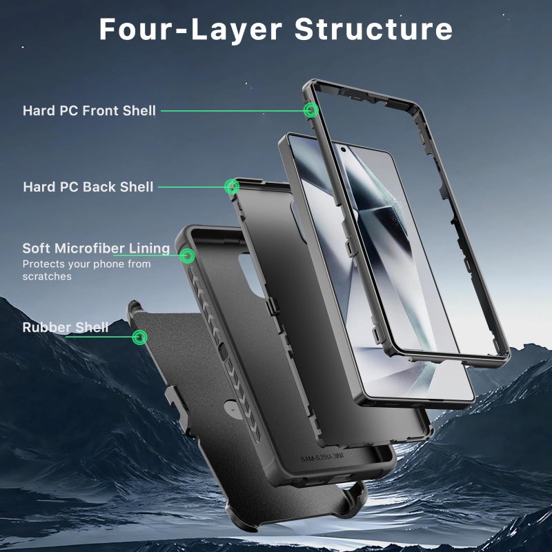 M MYBAT PRO Maverick Series for Samsung Galaxy S25 Ultra Case with Belt Clip Holster, 6.9 inch, Heavy Duty Military Grade Drop Protective Case w 360Â° Rotating Stand (No Screen Protector) Black - Image 3