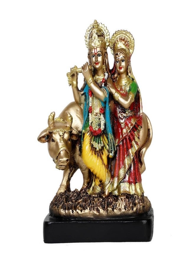 Buji Craft Radha Krishna Idol مع بقرة Radha Krishna Murti مع بقرة للمنزل معبد Pooja Room Shri Radha Krishna Ji Idol for Mandir Radha Krishna Statue for Diwali Gift Janmashtami (10 بوصة) 2005 - Image 1