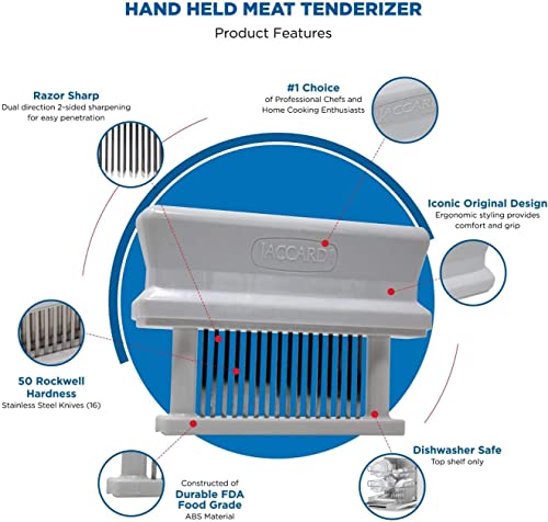 Jaccard 16-Blade Meat Tenderizer, Original Super Mini Meat Tenderizer, ABS Columns, 1.00 x 4.00 x 5.8 Inches, White - Image 3
