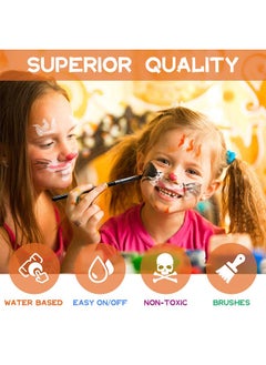 Poetry Gifts Face And Body Painting Kit For Kids, Professional Nontoxic Face Paint 15 Colors Kit With 2 Brushes, Body Makeup Paint Hypoallergenic Water Based Paints For Party Cosplay  - Image 4