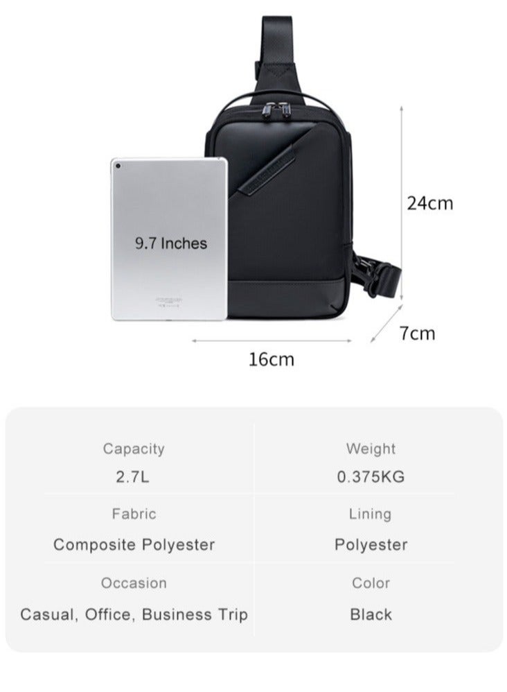 Business Chest Crossbody Bag, One Shoulder Sling Bag with Tablet Compartment - Image 5