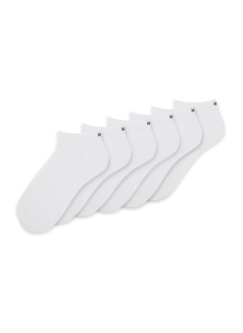 HUGO Six-pack of cotton-blend ankle socks with logos