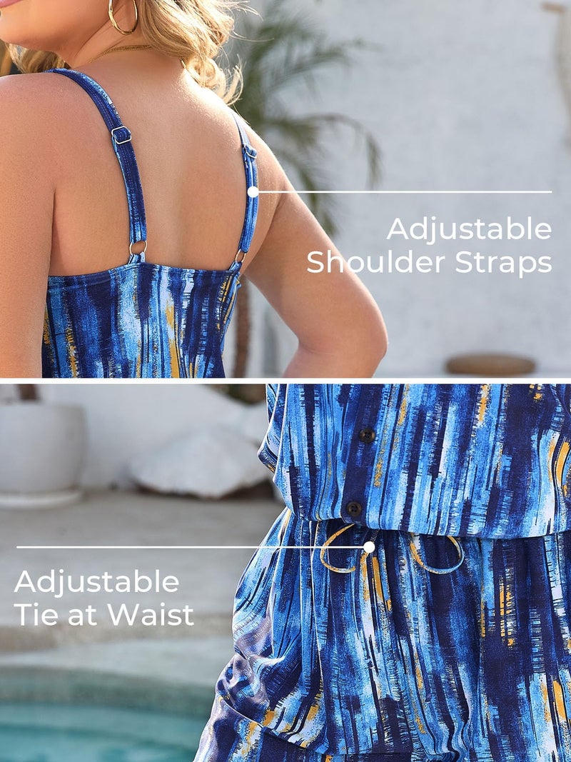 Summer Mae Plus Size Swim Romper One Piece Swimsuit Women Blouson Bathing Suit with Pockets 2026 Modest Swimwear Mysterious Lake 22 Plus - Image 5