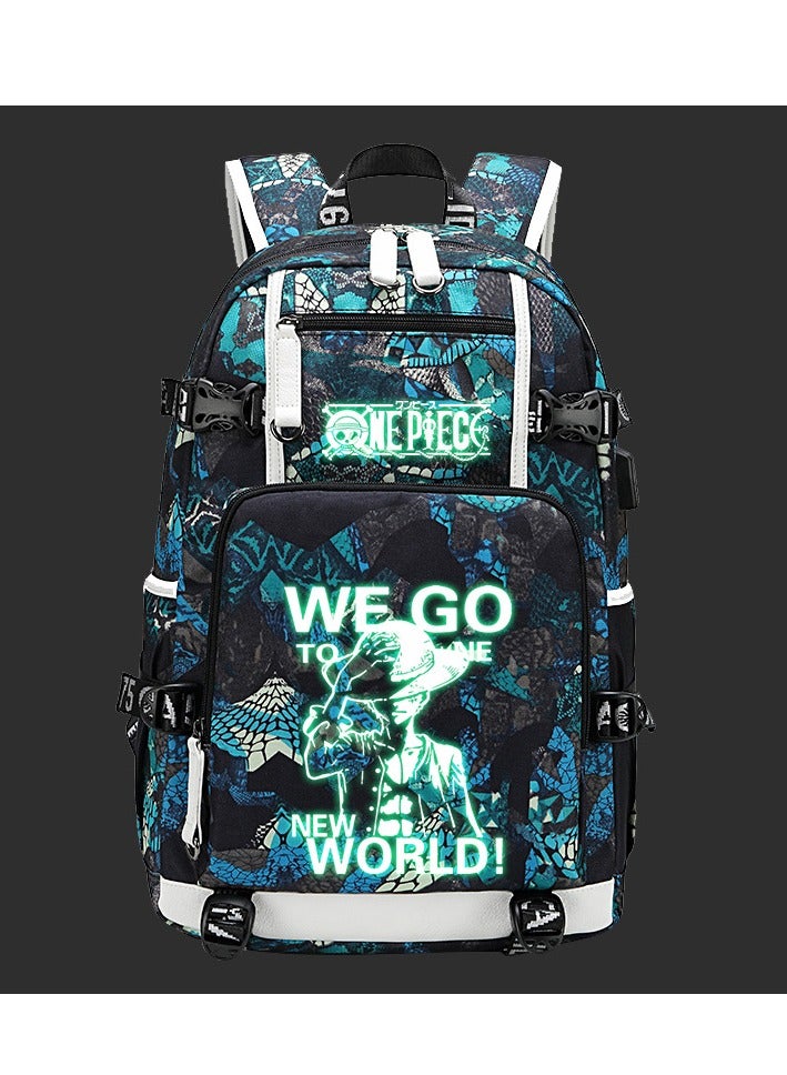 One Piece Luffy Zoro Anime Backpack Large Capacity Backpack Backpack Luminous 47*15*30cm