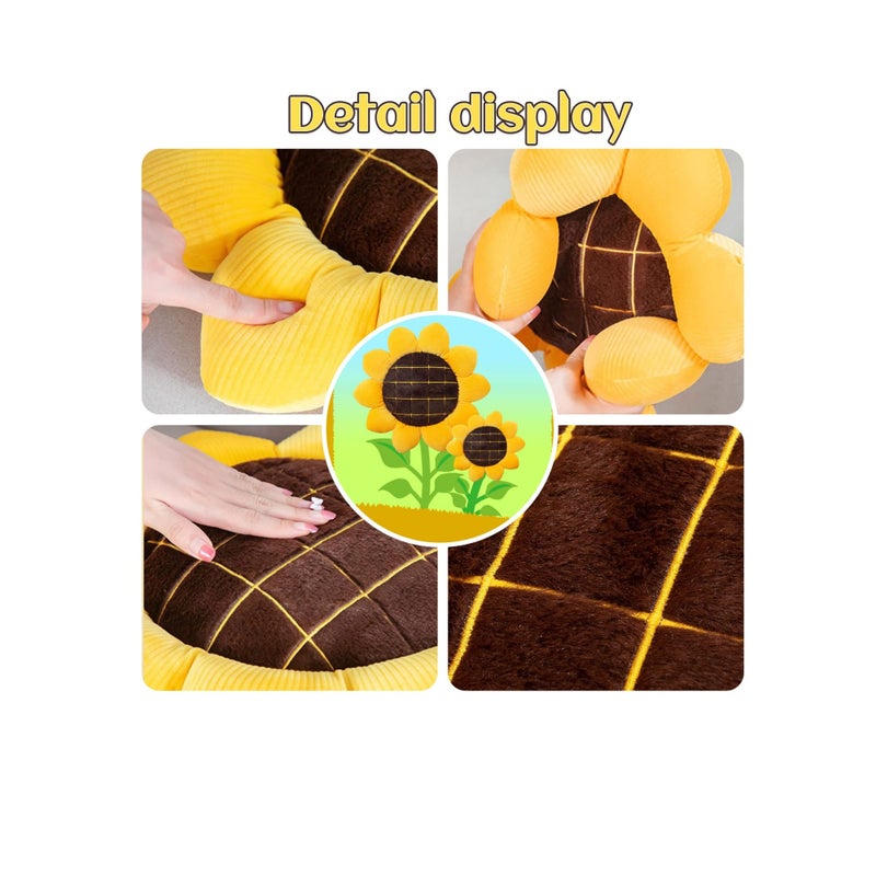 SOLARAE Sunflower Flower Plush Pillow, Soft and Comfortable Sunflower Smiley Cushion Colorful Sun Flower Plush for Home Bedroom Shop Restaurant Decor (True Sunflower) - Image 3