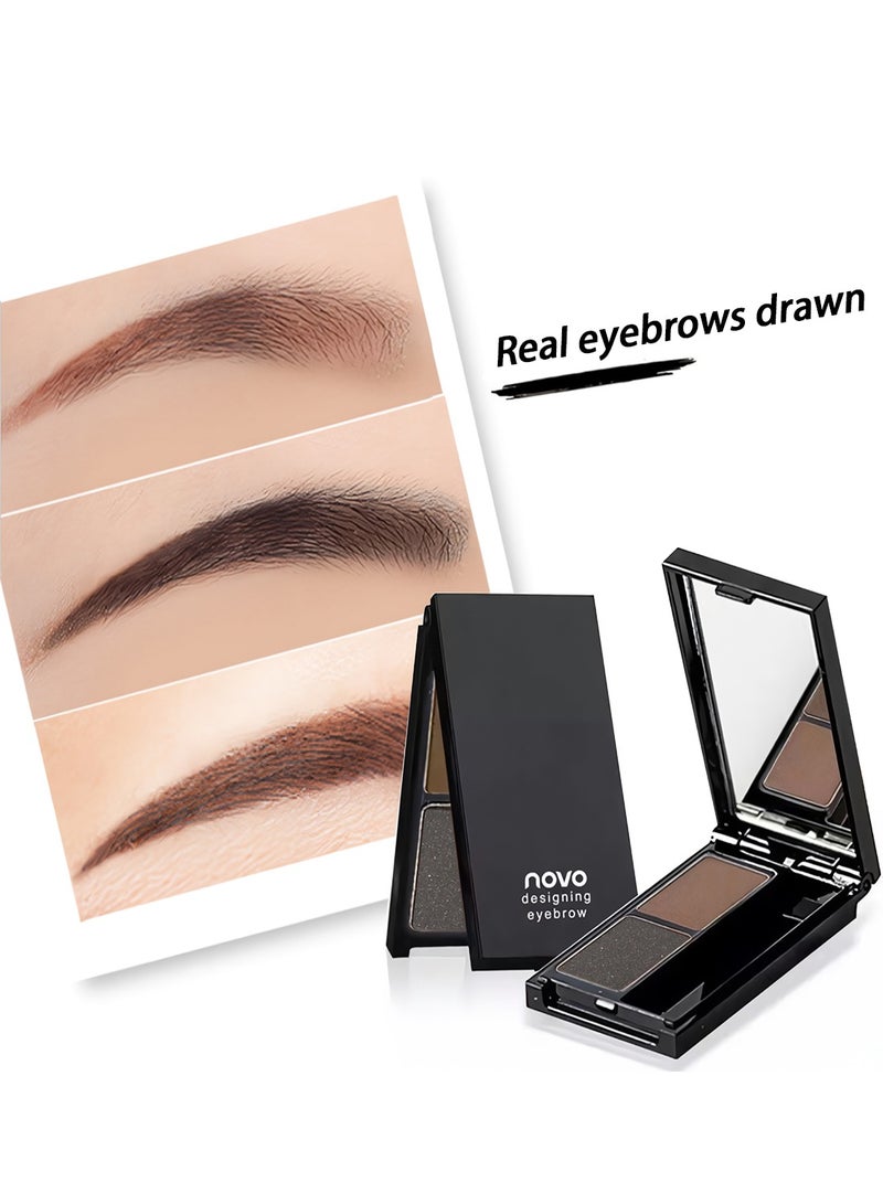 نوفو مجموعة مكياج بودرة الحواجب - لونين - لوحة بودرة الحواجب الملونة - مكياج العيون الاحترافي - ملئ الحواجب - Image 1