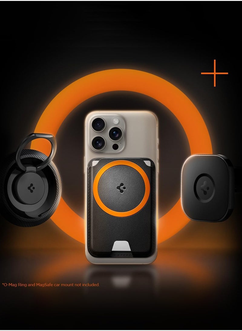 Spigen - حامل بطاقات محفظة MagFit Plus مغناطيسي مزدوج من Valentinus [3 بطاقات] لسلسلة iPhone 15 Pro Max / 15 Pro / 15 Plus / 15 / iPhone 14/13/12 - أسود - Image 1