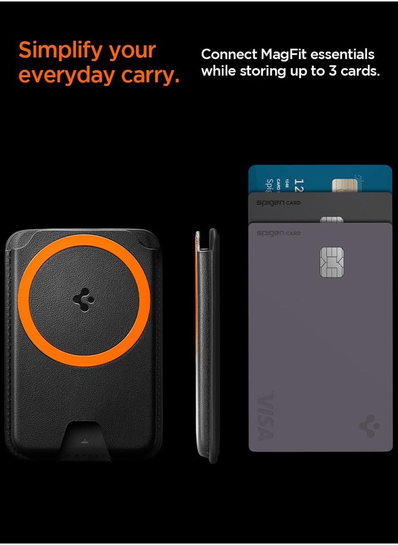 Spigen - حامل بطاقات محفظة MagFit Plus مغناطيسي مزدوج من Valentinus [3 بطاقات] لسلسلة iPhone 15 Pro Max / 15 Pro / 15 Plus / 15 / iPhone 14/13/12 - أسود - Image 1