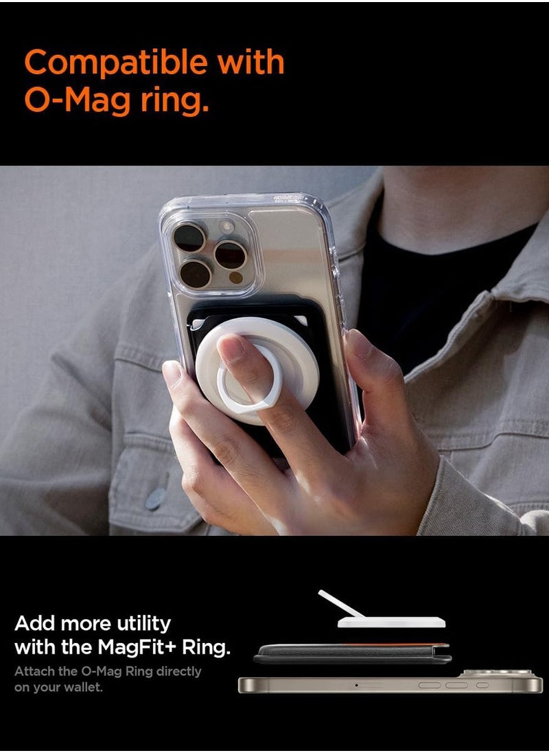 Spigen - حامل بطاقات محفظة MagFit Plus مغناطيسي مزدوج من Valentinus [3 بطاقات] لسلسلة iPhone 15 Pro Max / 15 Pro / 15 Plus / 15 / iPhone 14/13/12 - أسود - Image 1