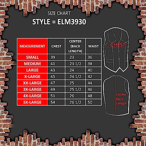 EVENT LEATHER ELM3930 Men’s Black Motorcycle Riders Leather Vest w/ 9 Patches and Adjustable Side Laces - 3X-Large - Image 3