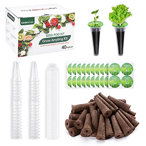 GARDENCUBE 160pcs Hydroponic Pods Kit Grow Anything Kit with 40 Grow Sponges, 40 Grow Baskets, 40 Grow Domes, 40 Pod Labels - Compatible with Hydroponics Supplies from All Brands - Image 1