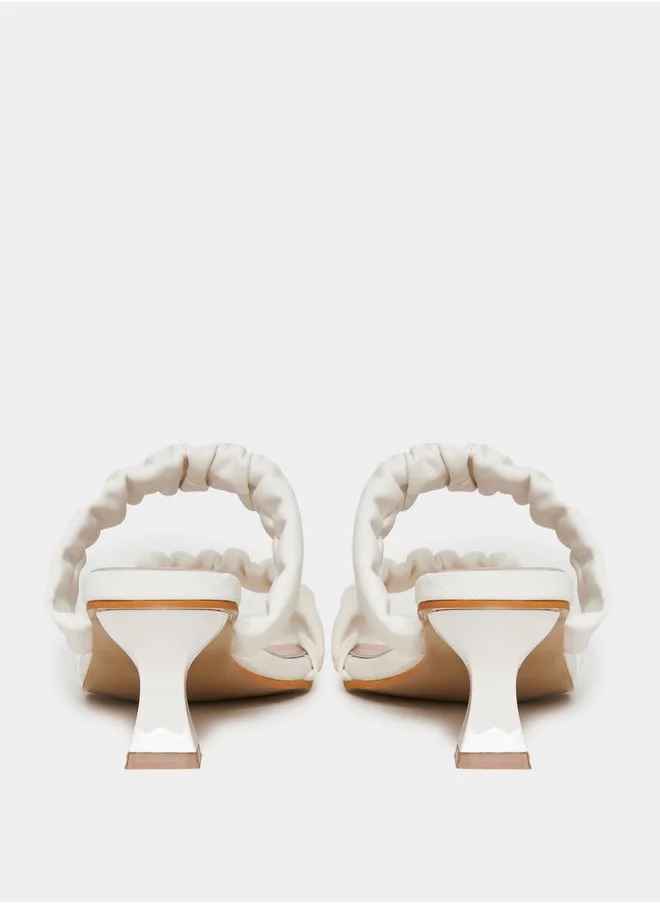 Styli Gathered Strap Kitten Heel Sandals