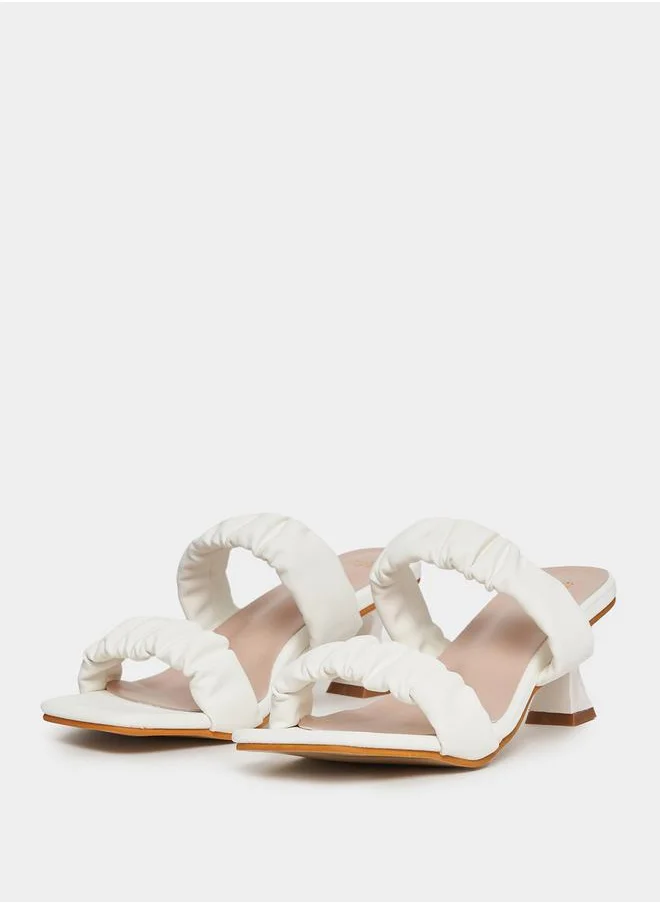 Styli Gathered Strap Kitten Heel Sandals