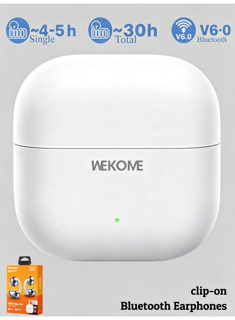 WEKOME Open‑Ear Clip‑On TWS Wireless Earbuds, Bluetooth 6.0, Composite Titanium Diaphragm Driver, 5H Single Playtime 30H Total Battery Life Open Ear Headphones - Image 1