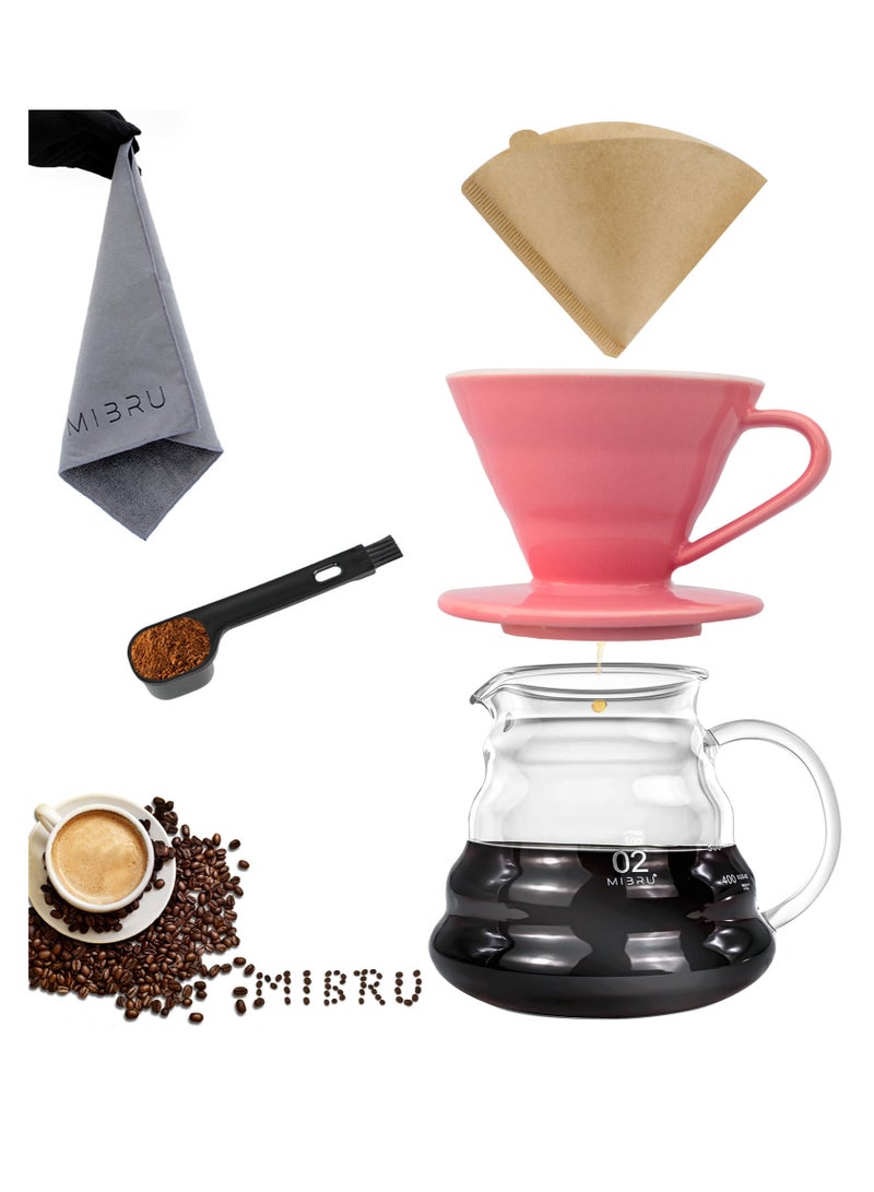 ميبرو مجموعة تقطير ادوات آلة القهوة المختصة V60 تحتوي على 5 قطع صب فوق القهوة بالتنقيط والتقطير - Image 1