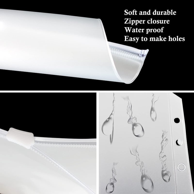 tutata 24PCS A5 Binder Pockets A5 Budget Envelopes with Zipper Binder Zipper Folders for A5 6-Ring Notebook Binder, Waterproof Cash Envelope Document Filing Bags - Image 3