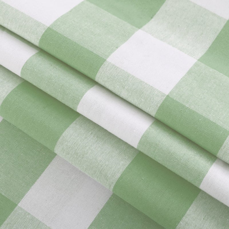 NATUS WEAVER NATUS WEAVER Valance 18 inch Buffalo Check Curtain Valance Gingham Plaid Living Room Window Curtain Panels Bedroom Checker Drapes Grommet Top Window Treatment 2 Panels Green and White  - Image 4