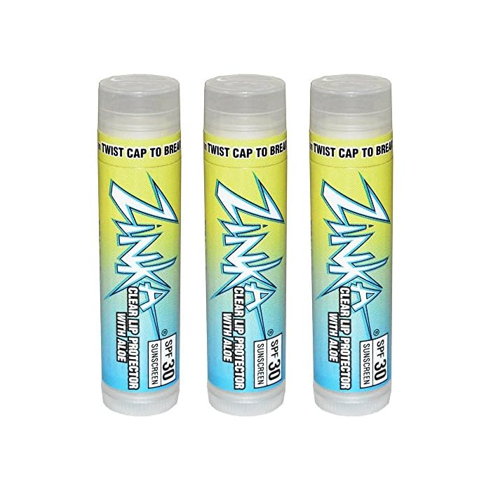 Zinka Clear Lip Protector With Aloe SPF 30 Sunscreen Lip Balm .15 Ounce (Pack of 3)
