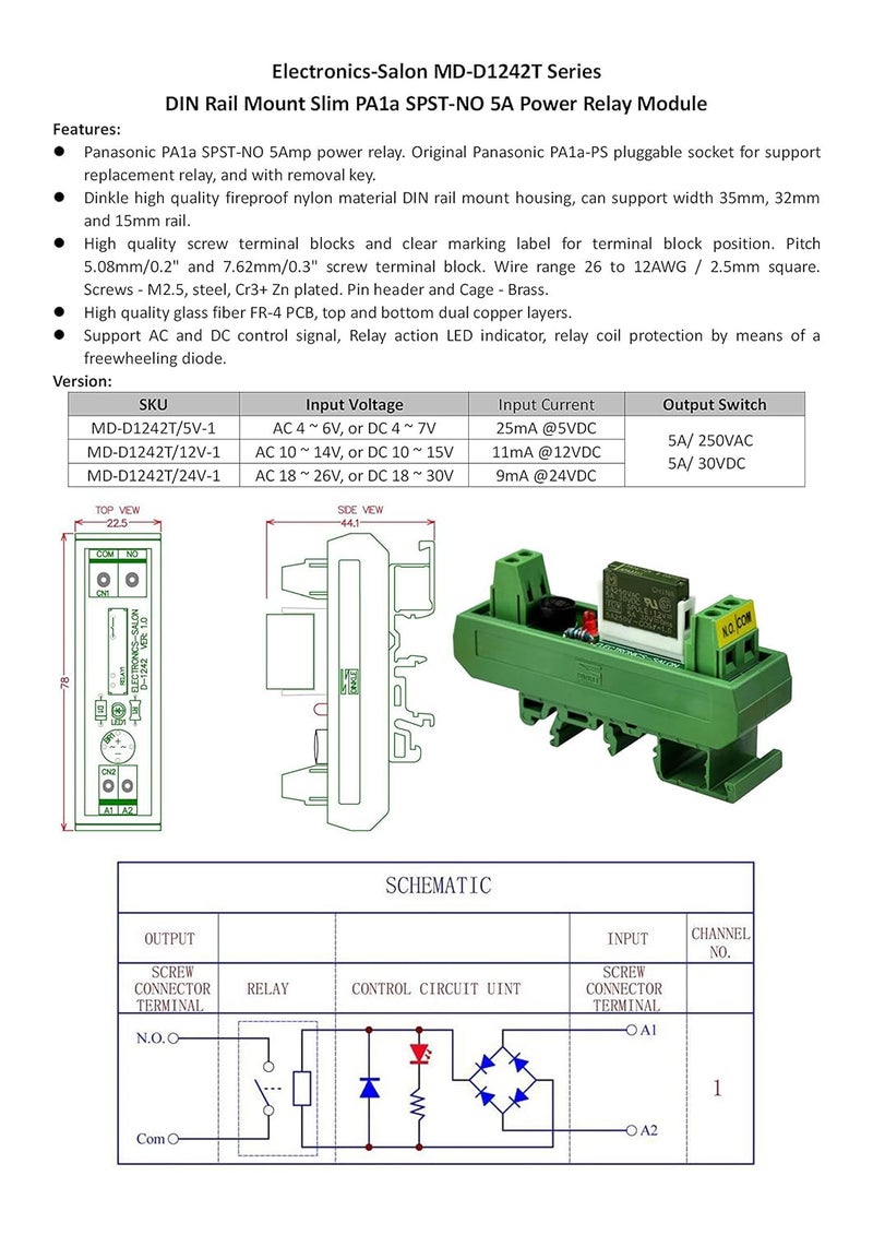 Electronics-Salon AC/DC 24V Slim DIN Rail Mount 5Amp SPST-NO Power Relay Interface Module, PA1a-24V. - Image 5