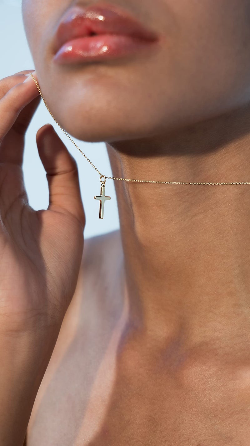 Miabella Italian 925 Sterling Silver or 18K Gold Plated Small Cross Pendant Necklace for Women on 18 Inch Chain, Made in Italy (sterling silver) - Image 5