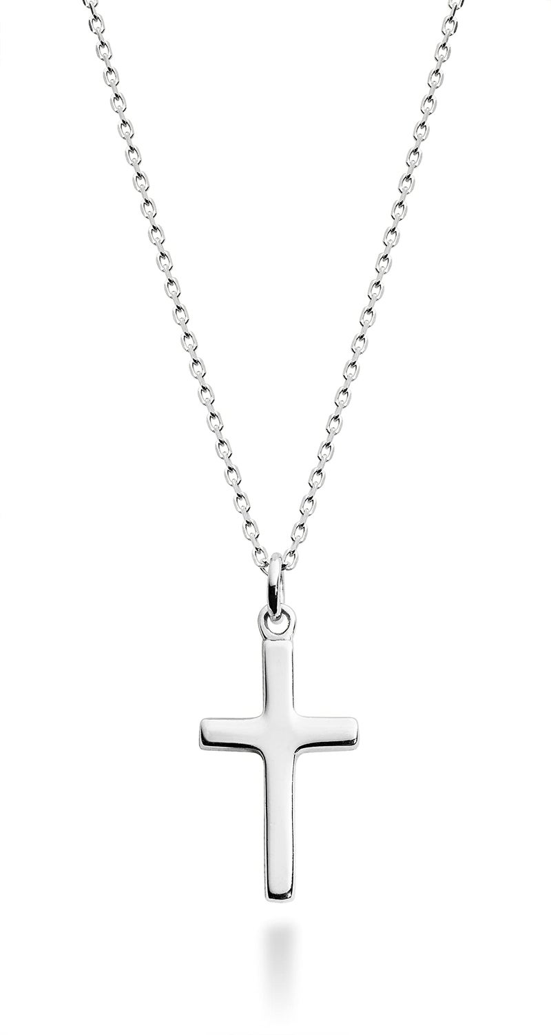 Miabella Italian 925 Sterling Silver or 18K Gold Plated Small Cross Pendant Necklace for Women on 18 Inch Chain, Made in Italy (sterling silver) - Image 1