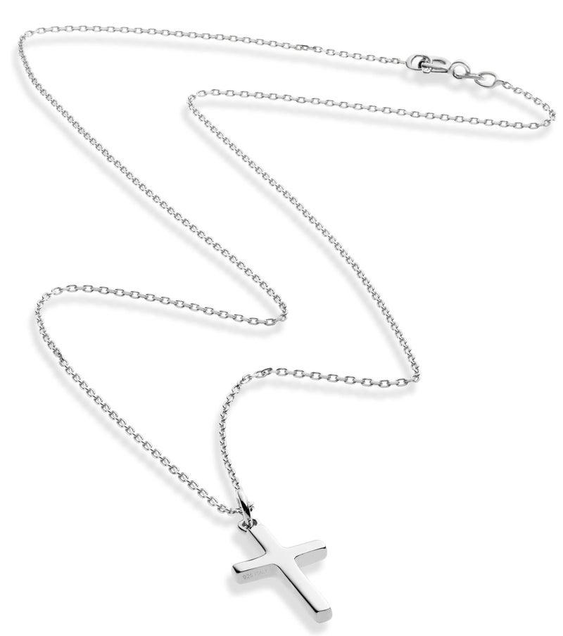 Miabella Italian 925 Sterling Silver or 18K Gold Plated Small Cross Pendant Necklace for Women on 18 Inch Chain, Made in Italy (sterling silver) - Image 2
