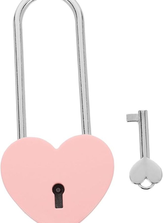 Pink Heart Shaped Padlock Love Lock for Luggage Jewelry Box Security Romantic Couples - Image 1