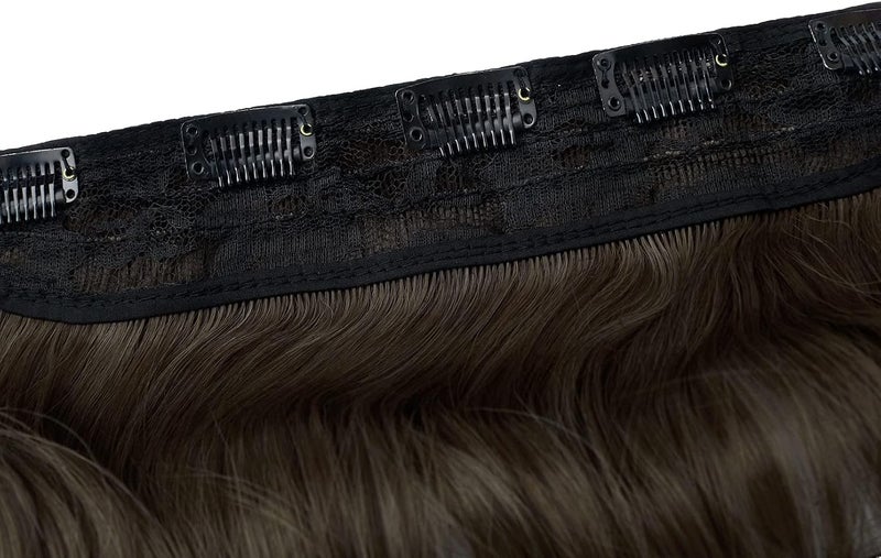 REECHO 20" 1-pack 3/4 Full Head Curly Wave Clips in on Synthetic Hair Extensions HE008 Hair pieces for Women 5 Clips 4.5 Oz Per Piece - Ginger Brown - Image 3