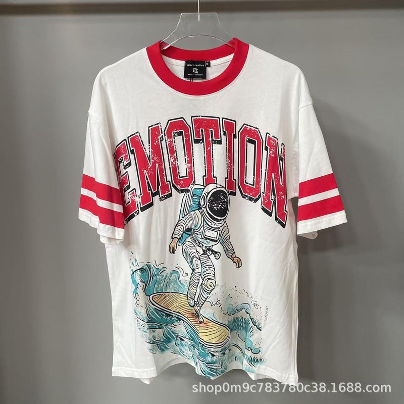 American Street Fashion Brand Mixed Emotion Diamond Letter Creative Printed T-Shirt West Coast Hip-Hop Short-Sleeved Summer - Image 5